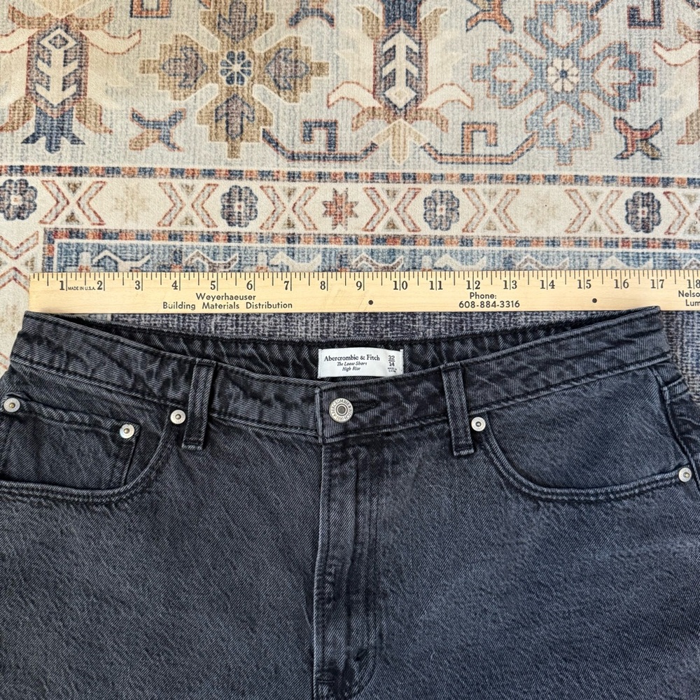 Abercrombie & Fitch The Loose Short High Rise Curve Love Black Denim Shorts 14 - Picture 10 of 12